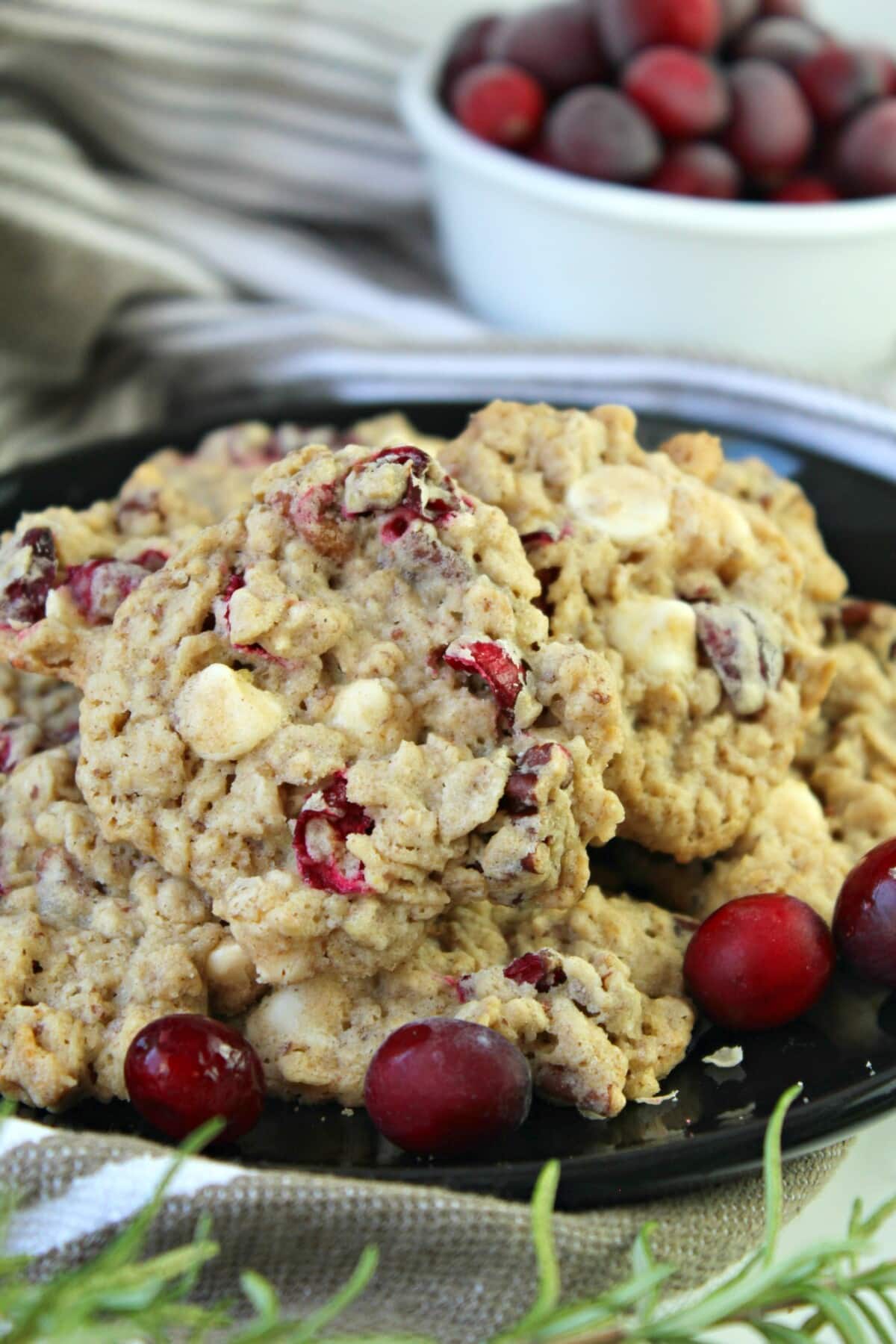 Cranberry Oatmeal Cookies on a plate