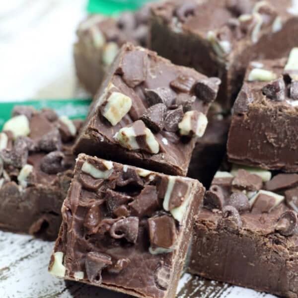 Chocolate mint fudge stacked