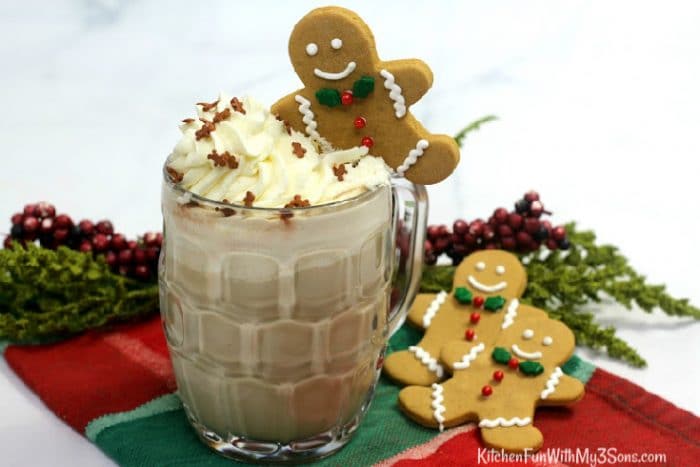 Close up of glass of gingerbread latte