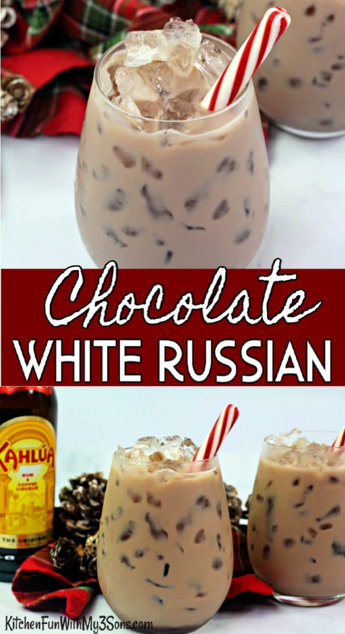 Collage of Chocolate White Russian in glass