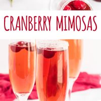Cranberry Mimosa with fresh cranberries.