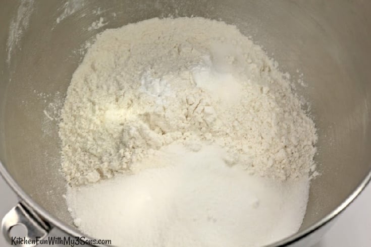Cranberry bars crust dry ingredients in mixing bowl