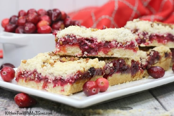 Cranberry crumble bar stacks
