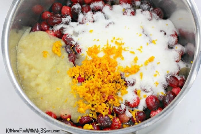 Cranberry filling ingredients in large bowl