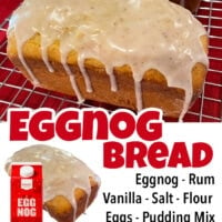 Eggnog Bread with Rum Glaze is a moist and flavorful recipe with nutmeg and cinnamon. Delicious Christmas recipe for breakfast or dessert! #Recipes #Christmas