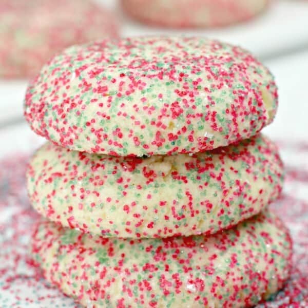 Holiday Sprinkle Christmas Sugar Cookies stack