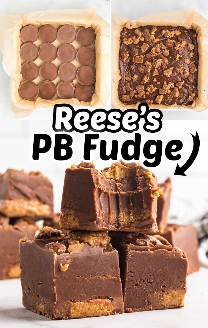 Reese's Peanut Butter Cup Fudge is so delicious and the best part is that it takes three ingredients and no baking. 