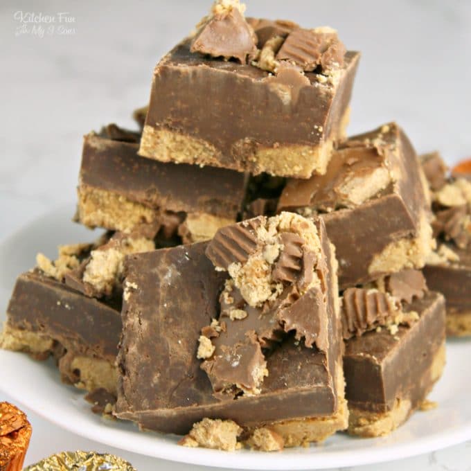 Reese's Peanut Butter Cup Fudge is so delicious and the best part is that it takes three ingredients and no baking.