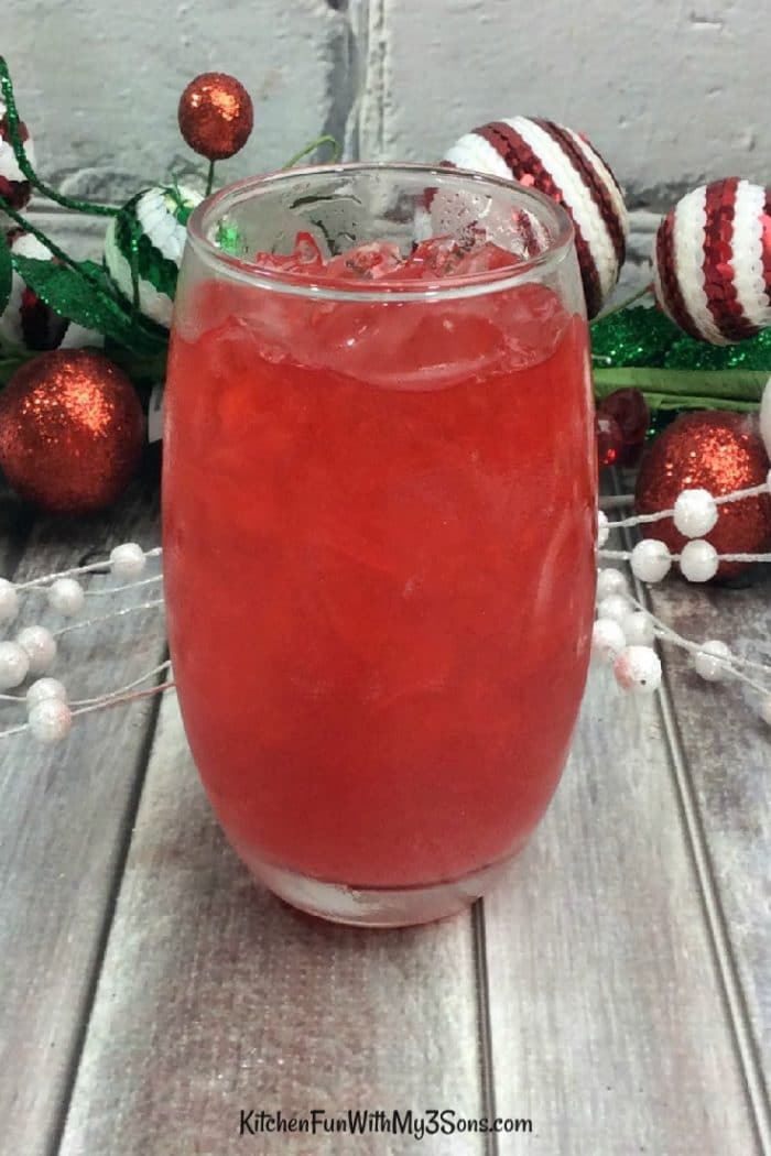 Spiked Holiday Punch Recipe in tall clear glass