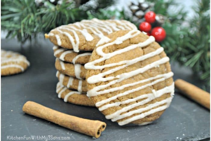 Stack of ginger maple cookies on table
