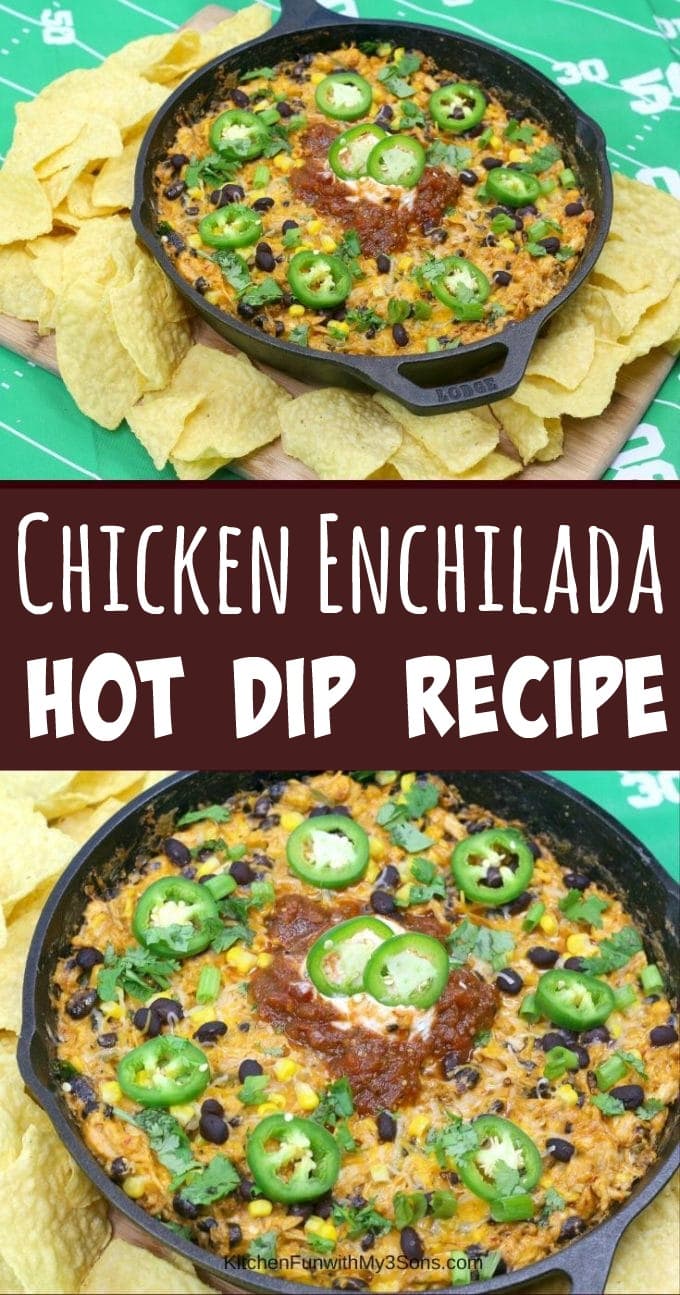 Collage of Chicken Enchilada Hot Dip Recipe