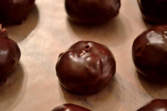 chocolate truffles on wax paper