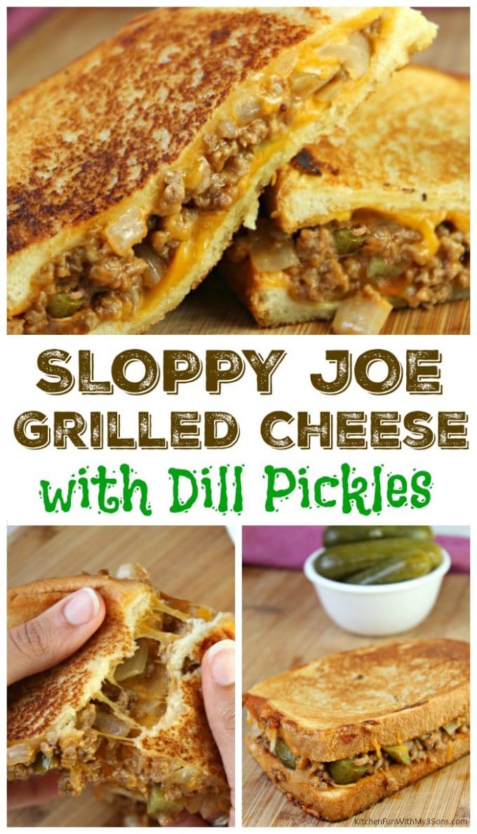 Sloppy Joe Grilled Cheese with Dill Pickles