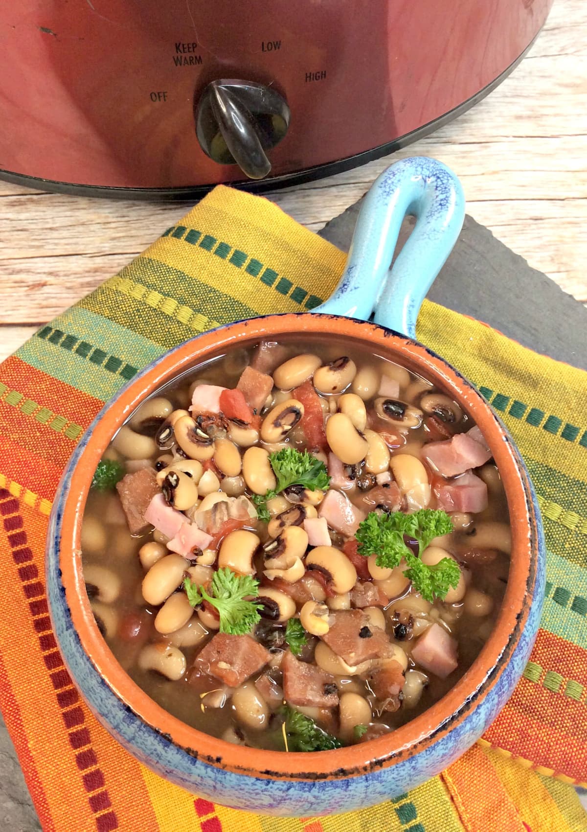 Slow Cooker Black Eyed Peas in a bowl