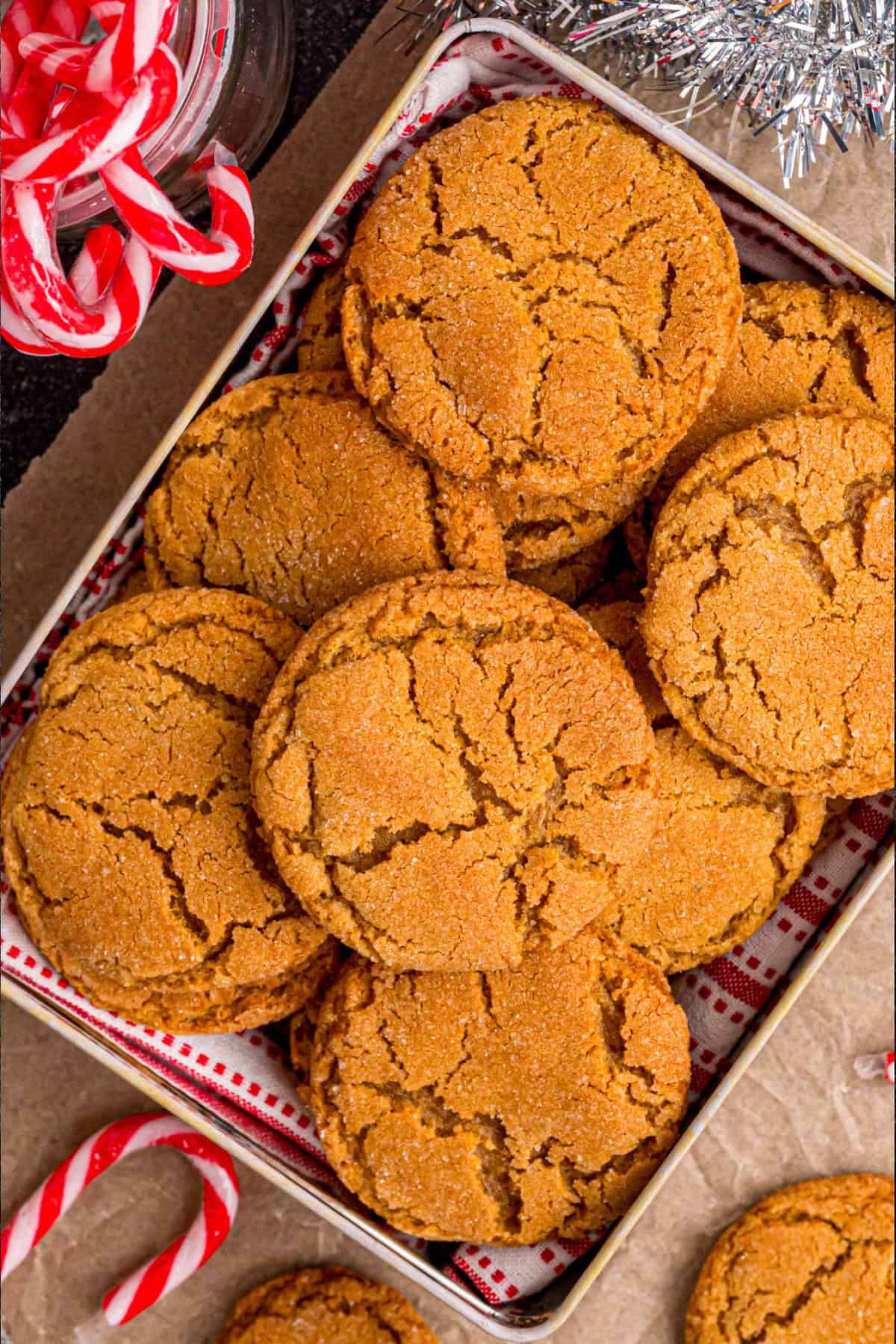 Soft Gingersnap Cookies in a Holiday gift box