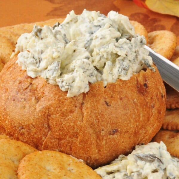 Spinach Artichoke Dip in a Bread Bowl