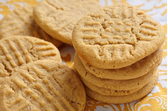 A stack of peanut butter cookies