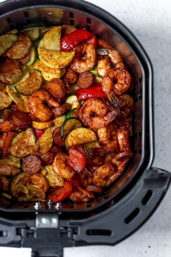 Cajun shrimp and vegetables in the air fryer