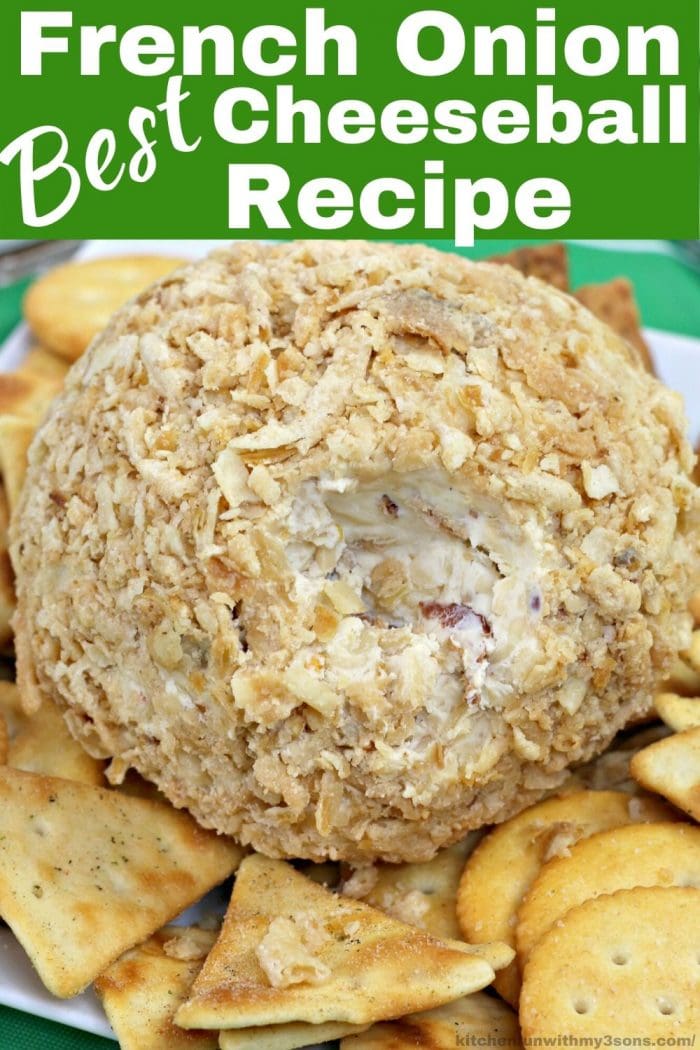 French Onion Best Cheese Ball Recipe for pinterest