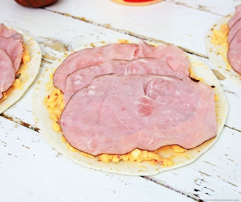 tortilla with ham on it