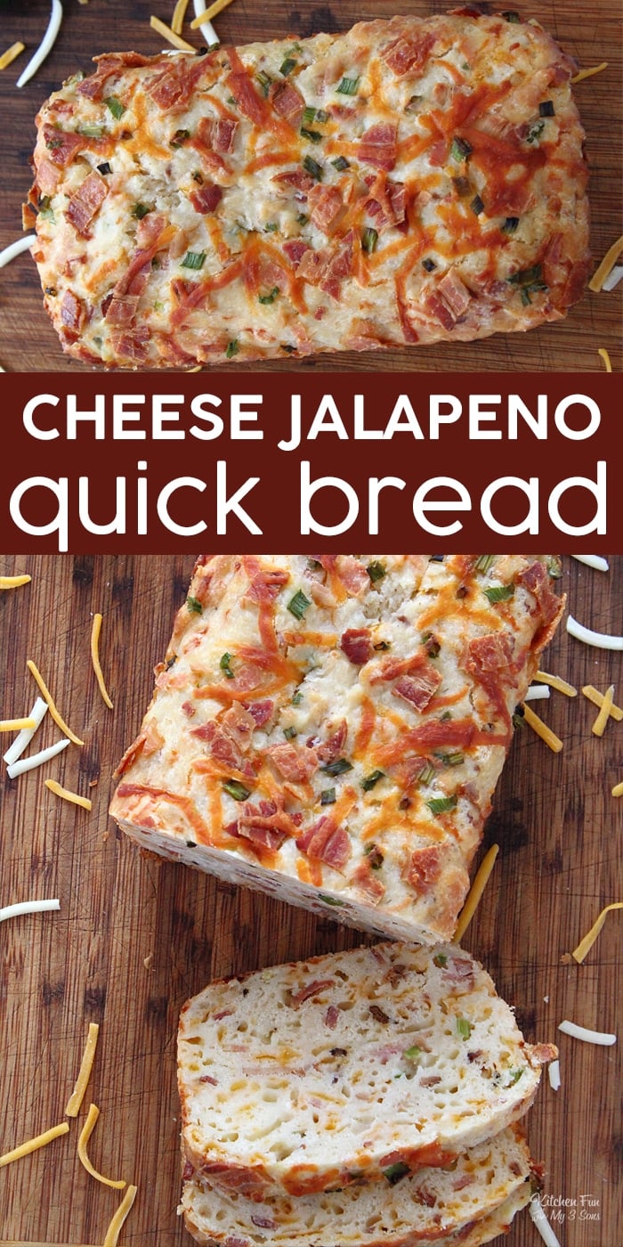 Jalapeno Cheddar Bread is a homemade bread recipe packed full of bacon, cheddar cheese, green onions and jalapeños.