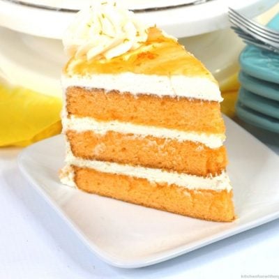 Layered Orange Cake on a white plate