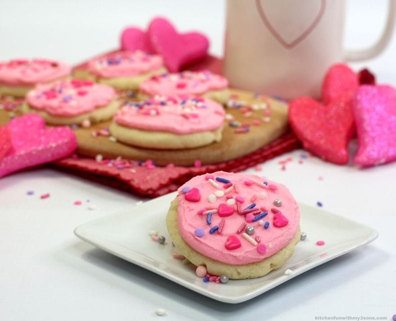 Valentines Day Lofthouse Cookies on a plate