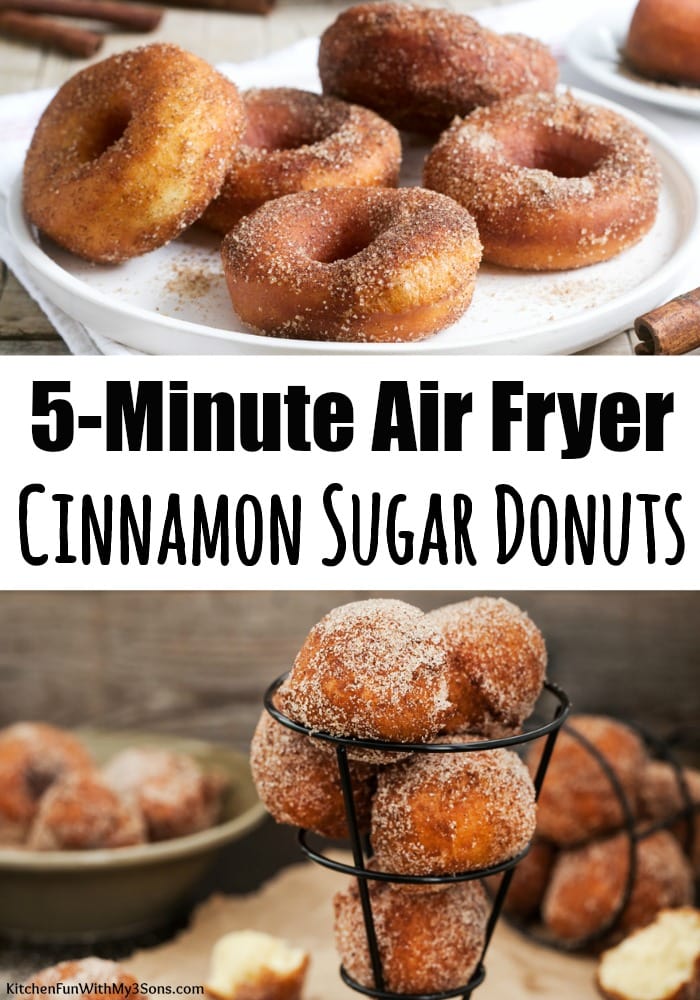 5-Minute Cinnamon Sugar Air Fryer Donuts Pinterest graphic