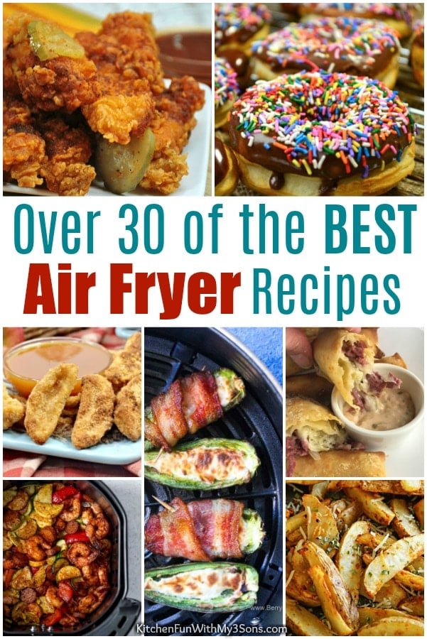 Pinterest graphic with photos of air fryer recipes