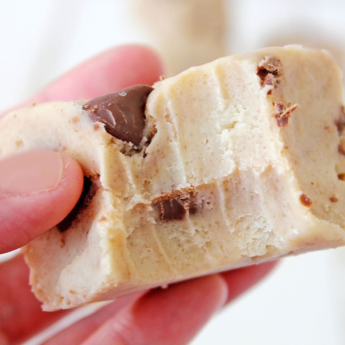 Cookie Dough Fudge with a bite taken out