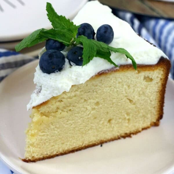 easy custard cake on a white plate