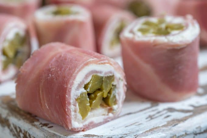 Ham Pickle Roll Ups close up