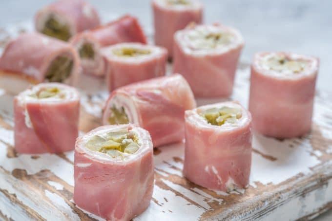 Keto Ham and Pickle Roll Ups