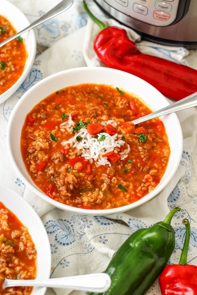Soup with Ground Beef and Peppers