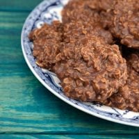 Chocolate No Bake Cookies on a plate