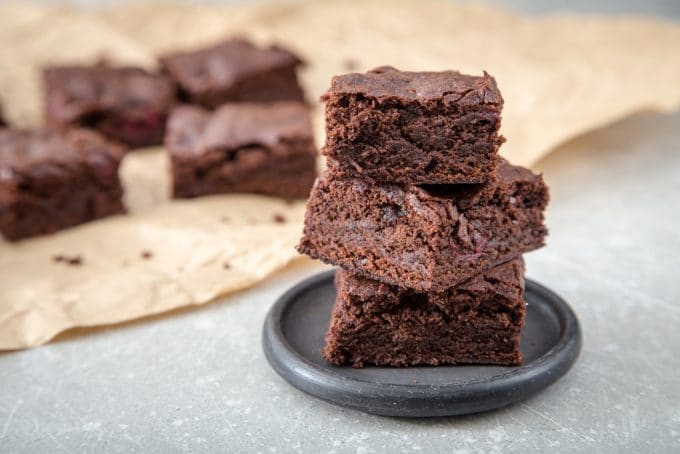 Dr Pepper Chocolate Brownies cut into squares
