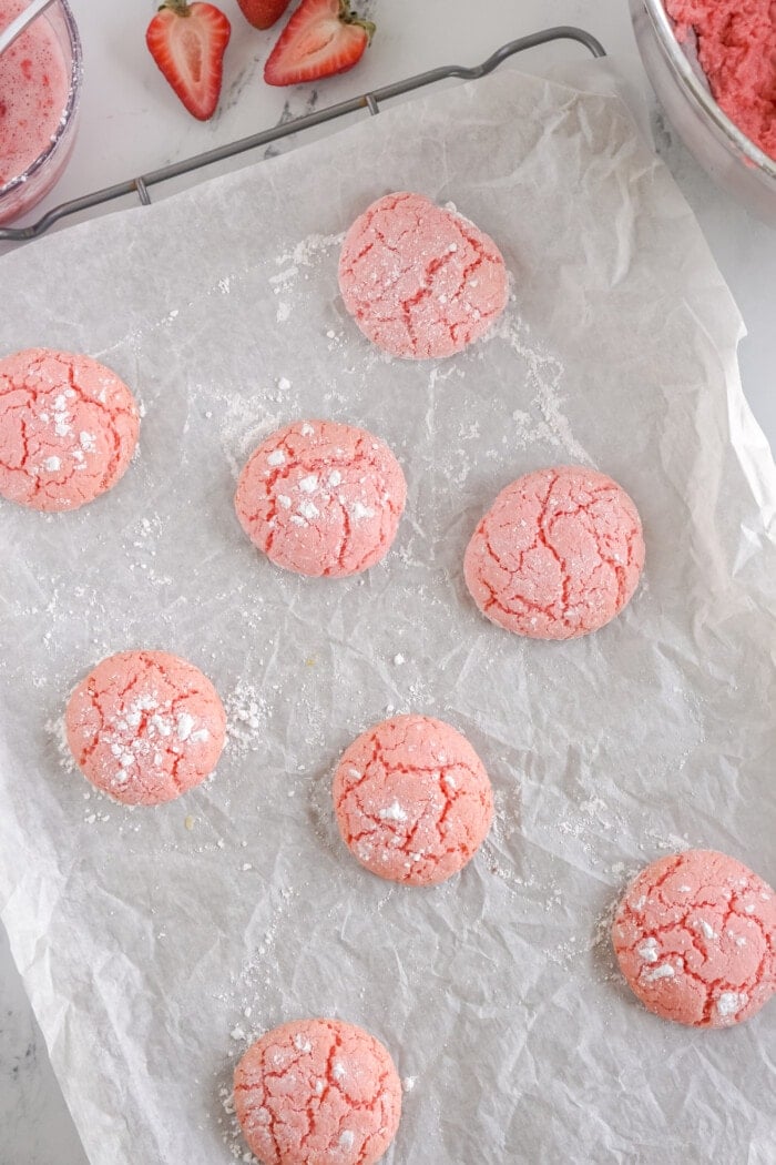 baked strawberry cake mix cookies