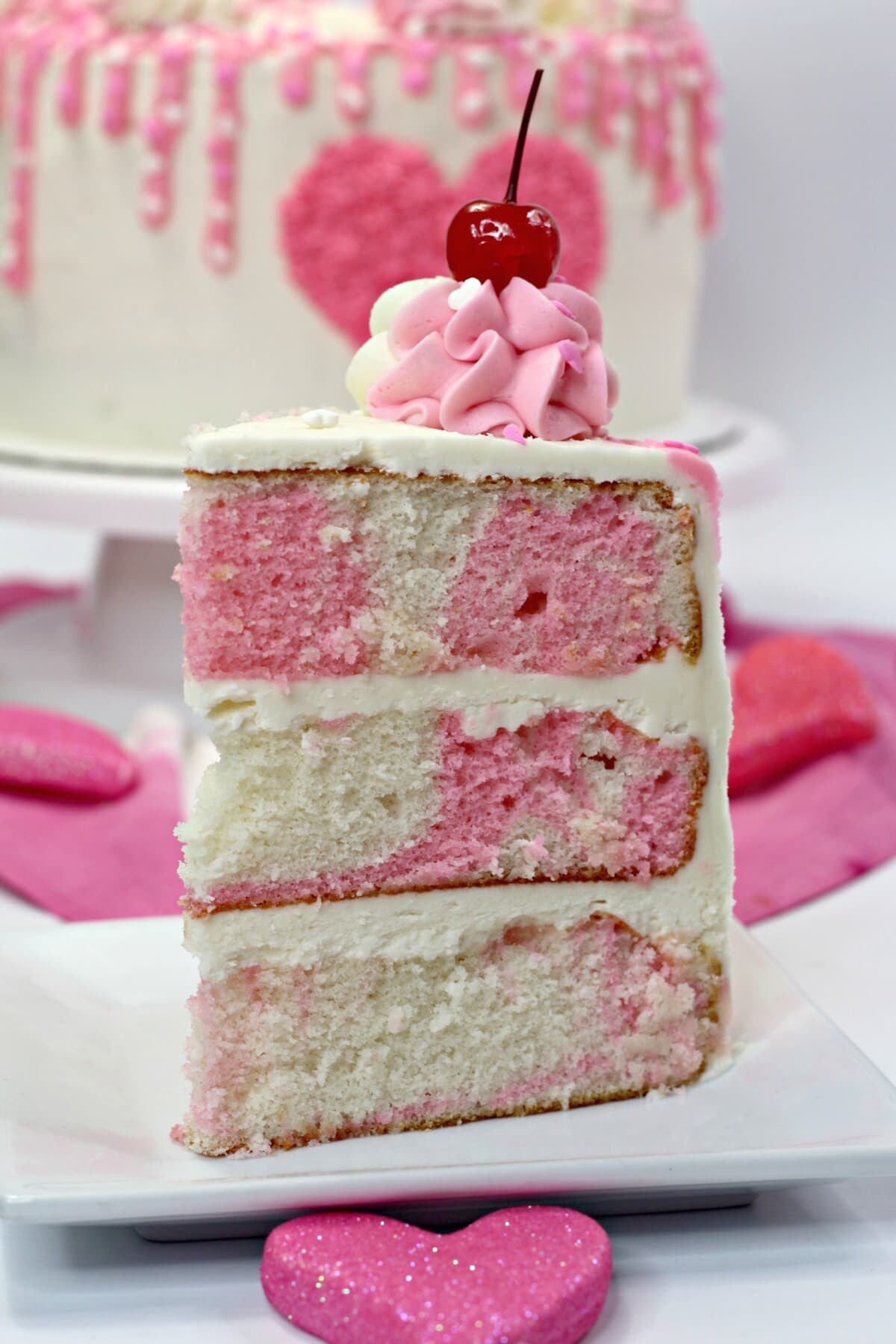 Valentines Day Cake slice