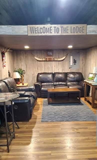 Inside of a shed decorated and furnished