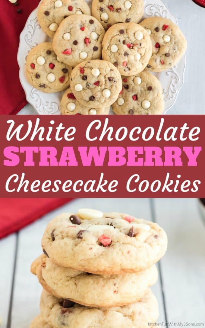 White Chocolate Strawberry Cheesecake Cookies