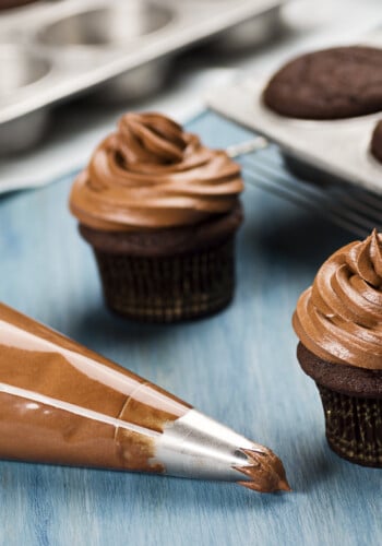 Homemade Chocolate Frosting with Chocolate Cupcakes