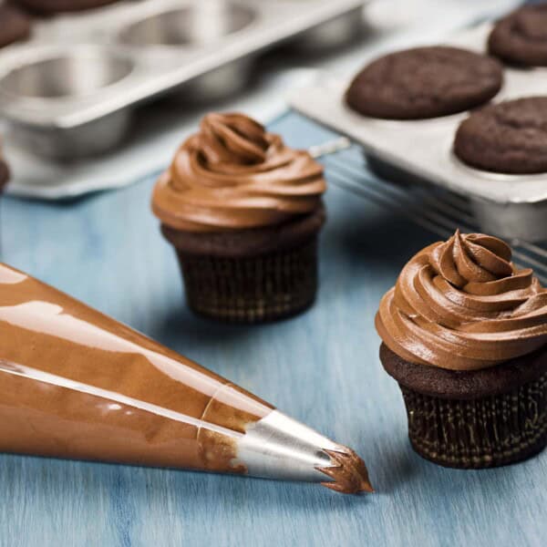 Homemade Chocolate Frosting with Chocolate Cupcakes