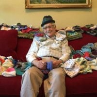 Ed Moseley, of Acworth, Georgia, taught himself to knit so he could donate baby caps to Northside Hospital in Atlanta