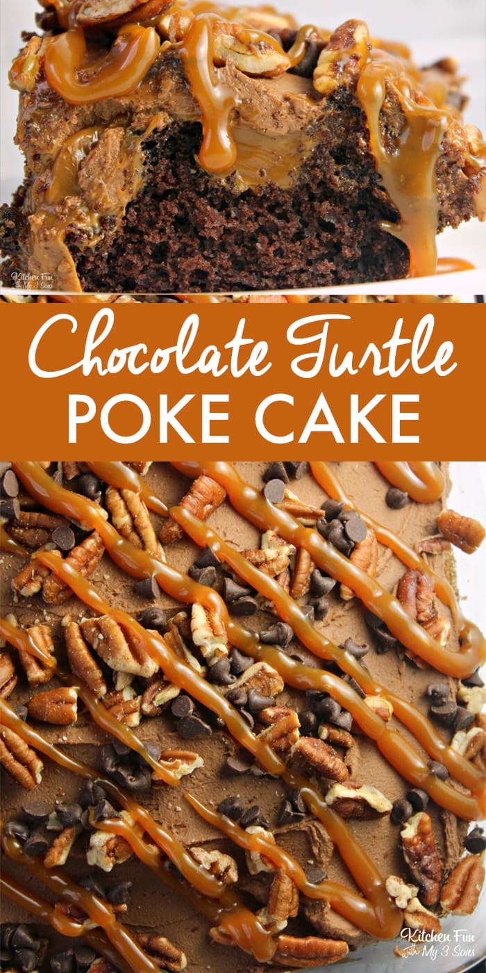 Chocolate Turtle Poke Cake