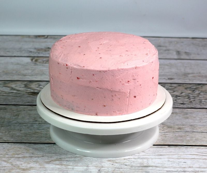 cake with strawberry frosting