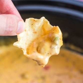 Hamburger Cheese Dip on a chip