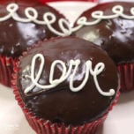 Chocolate Valentine Cupcakes with Cream Filling