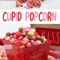 Pinterest title image for Valentine Popcorn.