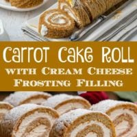 Carrot Cake Roll with Cream Cheese Frosting Filling.