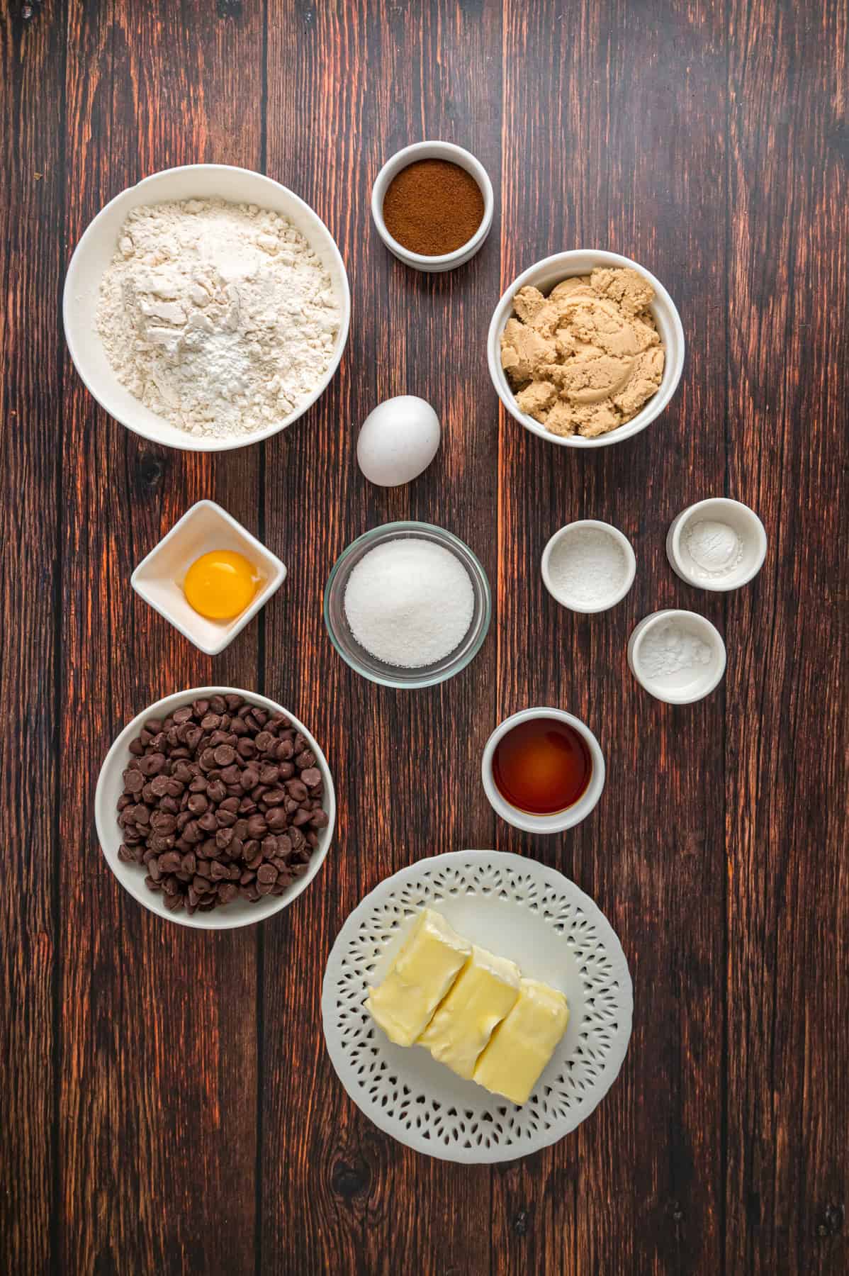 Overhead view of ingredients needed to make coffee cookies